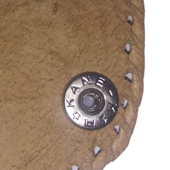 VTG Kane M Hindu Woman Leather Side Stitched Brown Coin Purse Snap Closure Bag - Picture 6 of 8